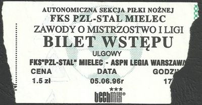 Stal Mielec - Legia Warszawa 05.06.1996 UNIKAT