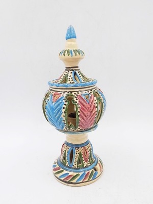 ciekawy ŚWIECZNIK ceramiczny Lampion