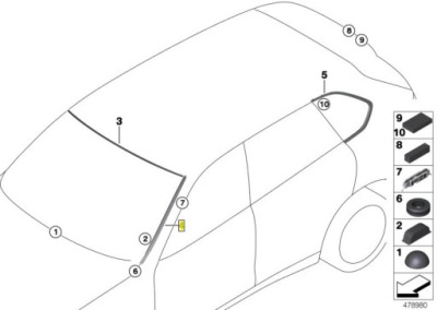 Bmw левая молдинг отводящая вода стекло f15 фото №1