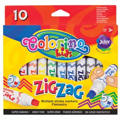 ZESTAW PISAKI FLAMASTRY ZIG ZAG 10 KOL COLORINO