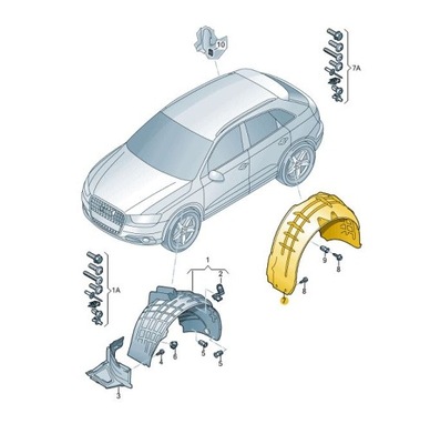 ПОДКРЫЛОК ЗАЩИТА КРЫЛА ПРАВОЕ ЗАД AUDI Q3 RS
