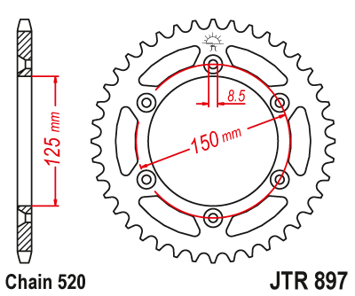 KRUMPLIARATIS GALINĖ JT 42Z 520: KTM 400/640 DUKE 