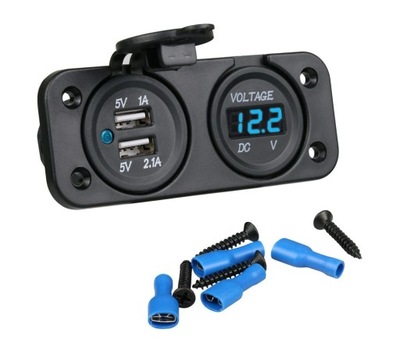 AUTO VOLTAGE METER CHARGER 2 PCS. USB 2A PANEL 2 IN 1  