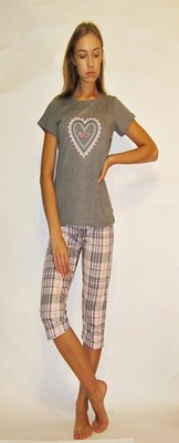 Piżama damska Muzzy SERCE 3/4 spodnie roz.S