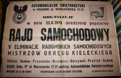 RAJD SAMOCHODOWY AUTOMOBILKLUB ŚWIĘTOKRZYSKI 1978