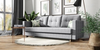 Szara skandynawska kanapa sofa rozkładana 217cm GM