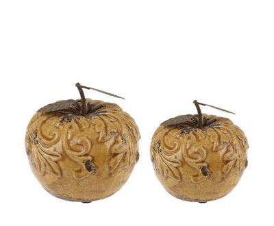 DEKORACJE ceramiczne 'apple' HAND MADE jabłka brąz