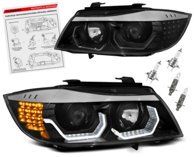 Bmw 3 e90 e91 05-08 лампи фари перед передні led кільця 3d h7/h1 фото №1