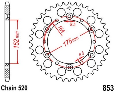 ЗУБЧАТКА ЗАДНЯ JTR853 38-52Z YAMAHA DT 400 MX 77-79