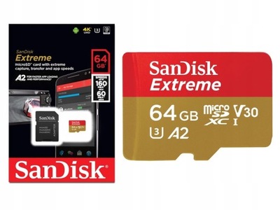 SANDISK EXTREME MICRO 64GB V30 U3 A2 160MB/s do 4K