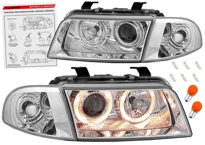 Audi a4 b5 8d 94-99 лампы фары хром кольца фото №1