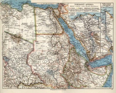 KANAŁ SUESKI. ARABIA. EGIPT. Mapa z 1931 roku
