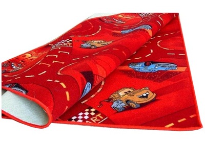 DYWAN DISNEY CARS DROGI MATA AUTA 150x200 czerwony