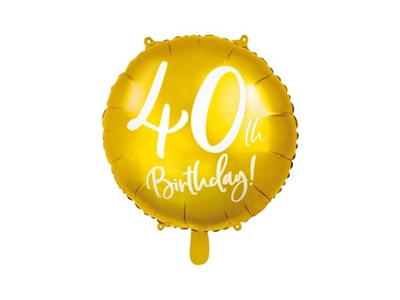 Balon na 40 urodziny złote foliowe 45 cm 1 szt.