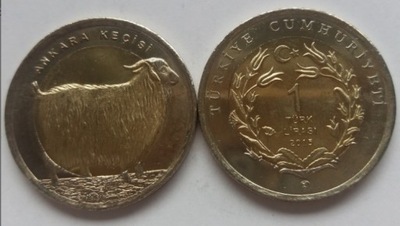 TURCJA 1 lira 2015 KOZA bimetal