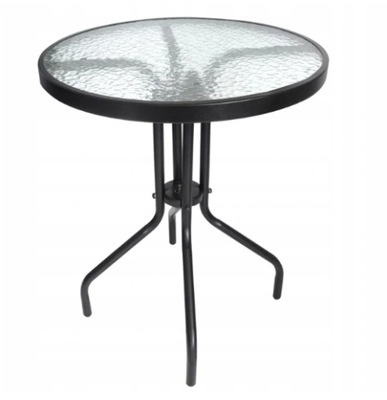 Stół Stolik metalowy szklany okrągły 60 x 60 x 70 cm metal + szkło czarny