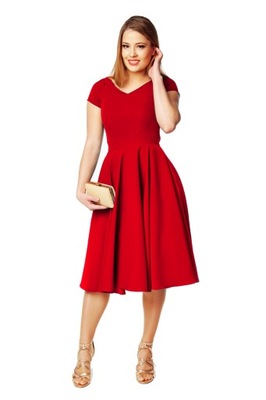 Camill 016 Czerwona sukienka z koła dekolt V r.42