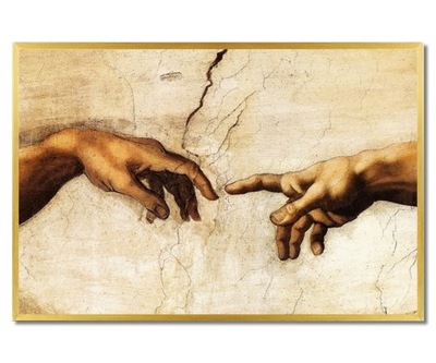 OBRAZ Michał Anioł STWORZENIE ADAMA + ZŁOTA RAMKA