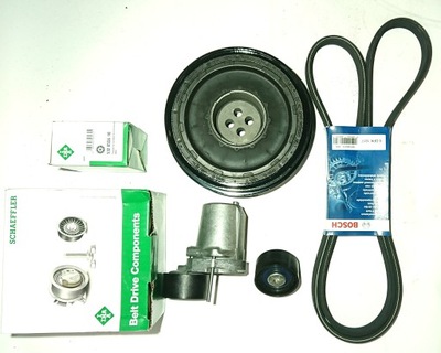 11237823191 шкив коленчатого вала болты + натяжитель ролик bmw x3 e60 n47 фото №1