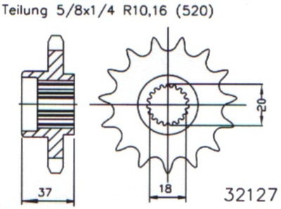 ЗУБЧАТКА ПЕРЕДНЯЯ ESJOT 17 18Z AEON COBRA 125 RS