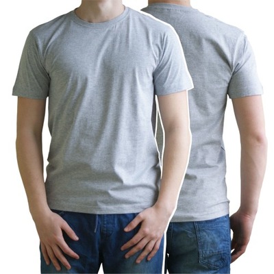 Świetna Koszulka Męska T-Shirt Gładki Szara M