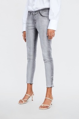 ZARA SPODNIE JEANSY NOWE 36/S JASNE SZARE ZAMKI