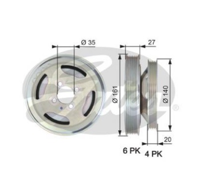 Gates tvd1075 шків, wał колінчастий фото №1