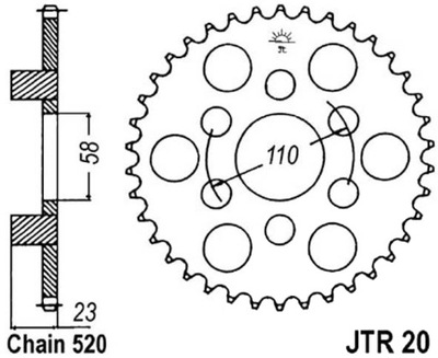 KRUMPLIARATIS GALINĖ JT R20 40-41Z APRILIA RED ROSE 125 