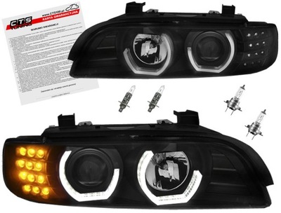 Bmw 5 e39 лампы фары black кольца 3d led поворотники линзы фото №1