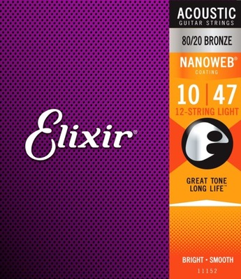 Elixir Nanoweb 10-47 gitara 12-strun 80/20 Bronze
