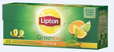 Herbata LIPTON GREEN CITRUS 25 torebek zielona Lip