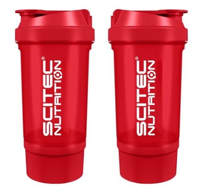 SCITEC SHAKER 500 ml + 150ml pojemnik Czerwony