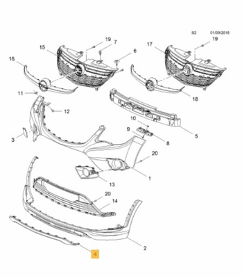 Накладка бампера перед opel karl rocks 15- оригинальный номер фото №1