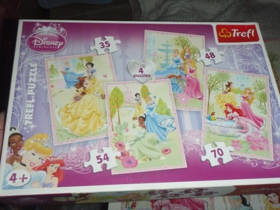 Puzzle 4w1 KSIĘŻNICZKI DISNEY 35 48 54 70 el+karty