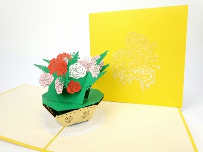 Kartka Okolicznościowa Kartka imieninowa 3D pop up Piękny bukiet kwiatów
