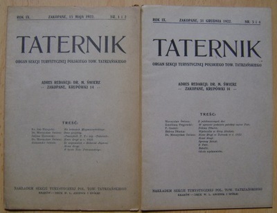 TATERNIK -rok 1922 -zeszyt 1-4 -komplet