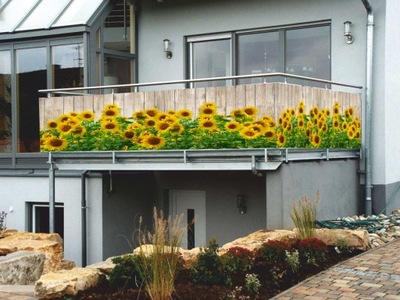 Osłona balkonowa siatka mata kwiaty słoneczniki