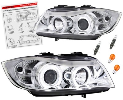 Bmw 3 e90 e91 05-08 лампи фари хром кільця фото №1