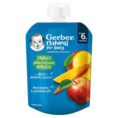Mus Gerber Deserek Jabłko marchewka mango po 6. miesiącu 80 g