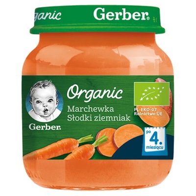 Obiadek Gerber Organic Marchewka słodki ziemniak dla niemowląt 125 g