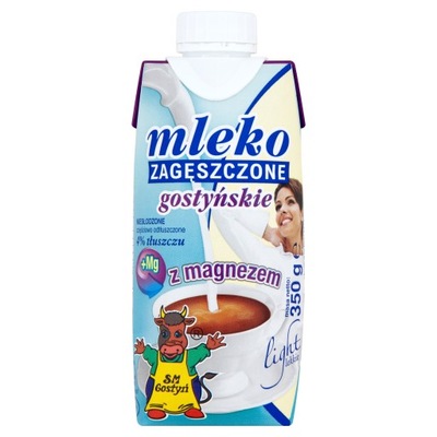 Gostyń Mleko gostyńskie zagęszczone niesłodzone z magnezem light 4% 350 g