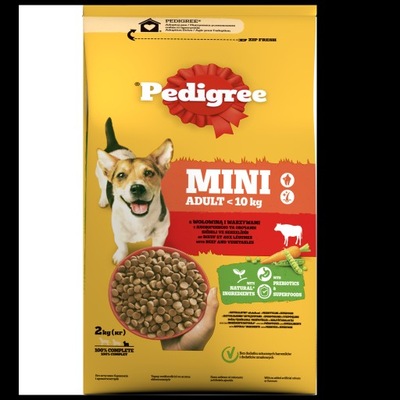 PEDIGREE ADULT MINI 2KG Z WOŁOWINĄ I WARZYWAMI DLA MAŁYCH RAS