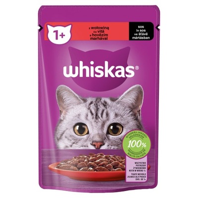 WHISKAS Karma KOT Adult WOŁOWINA 85g