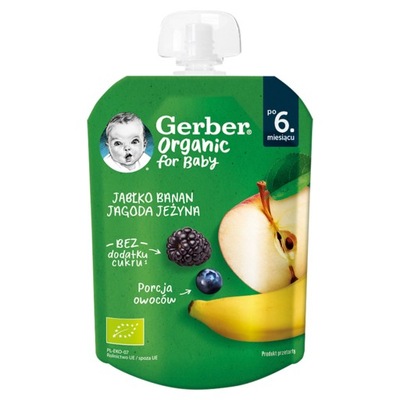 Mus jabłko banan jagoda jeżyna Gerber Organic 80 g
