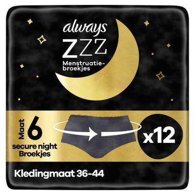 Always ZZZ Jednorazowe majtki menstruacyjne na noc x12
