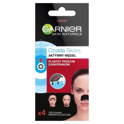 Garnier Czysta Skóra Aktywny Węgiel plastry na nos przeciw zaskórnikom 4szt