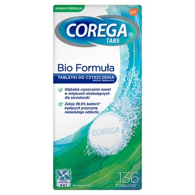 Corega Tabs Bio Formula tabletki do czyszczenia protez zębowych 136 tabletek