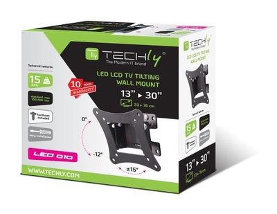 Uchwyt ścienny LCD/LED Techly 13"-30", 15kg, uchylny, czarny