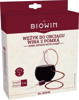 Wężyk 2m do obciągu wina z pompką Browin