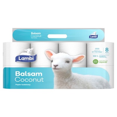 LAMBI Papier toaletowy Balsam Cocconut 3 warstwowy 8 rolek